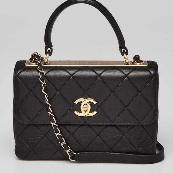 Chanel Black Quilted Lambskin Leather Small Trendy Bag - Picture 1 of 11